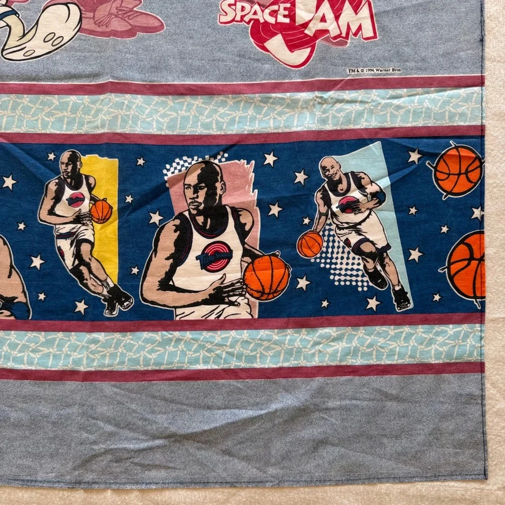 2pc Vintage 1996 Space Jam Curtain Panels Michael Jordan Looney Tunes 35x87